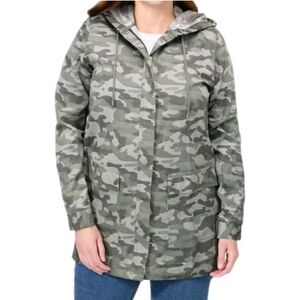 Woman Within Canvas Chore Cargo Jacket Woman Plus 5X 38/40W Green Camo Nwt